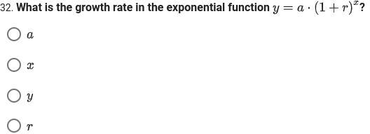 What is the growth rate in the exponential function y=a*(1+r)^x?-example-1