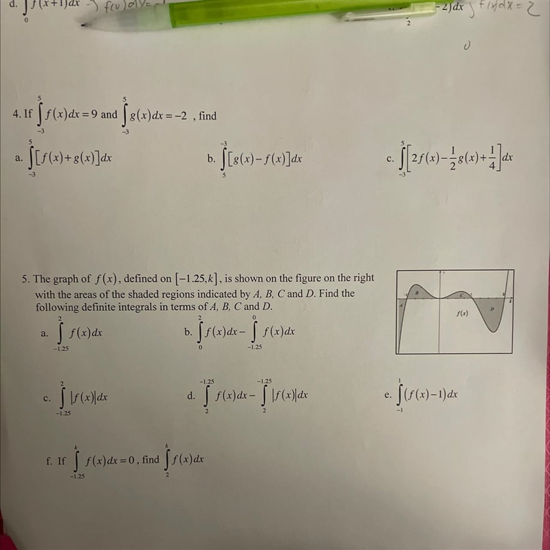 The graph of f(x) defined on [- 1.25, k] , is shown on the figure on the right with-example-1