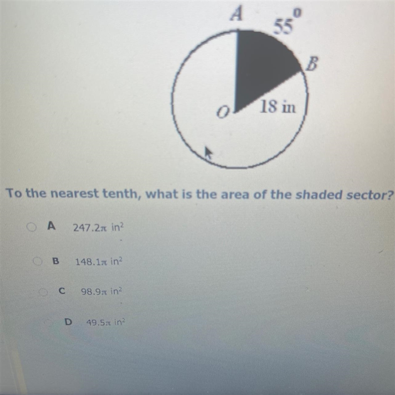 To the nearest tenth, what is the area of the shaded sector?-example-1