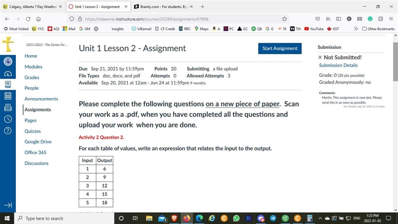 For each table of values, write an expression that relates the input to the output-example-1