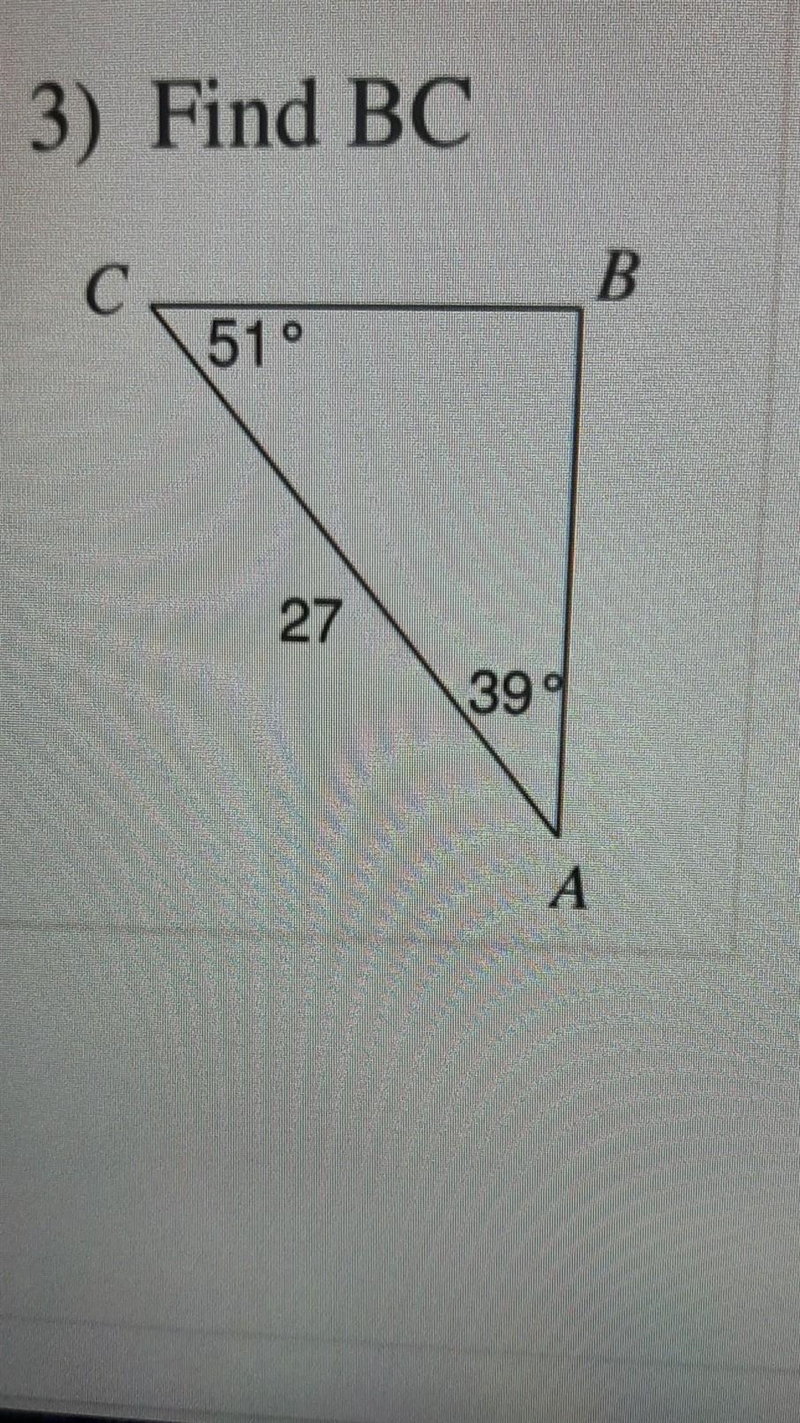 3) Find BC С B 51° 27 390 A 15.0 O 17.0 17.5 18.5​-example-1