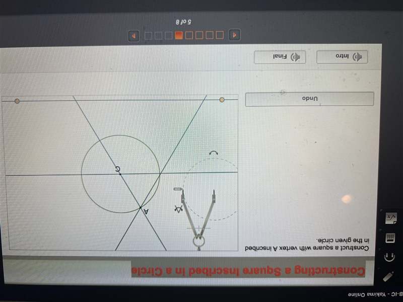 Construct a square with vertex A inscribed in the given circle-example-1