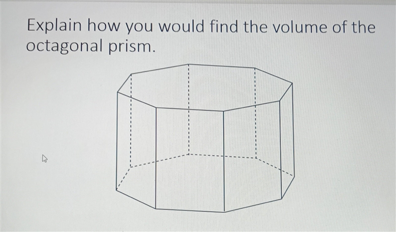 Please help... Explain how you would find the volume of the octagonal prism. ​-example-1