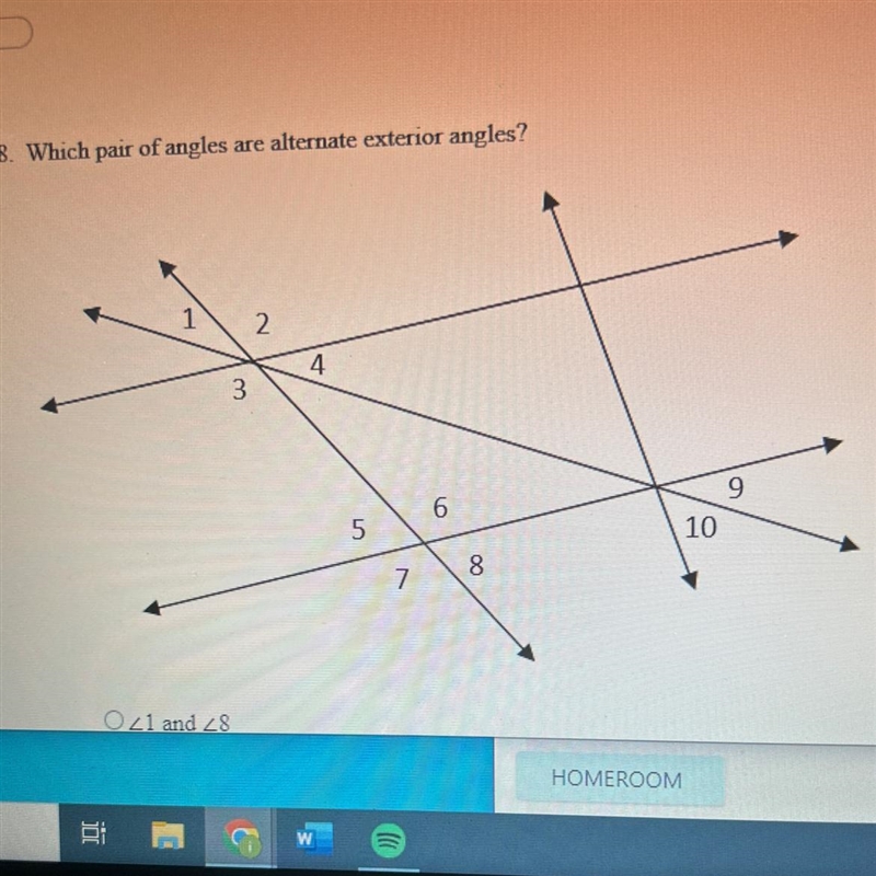 Which pair of angles are alternate exterior angles?-example-1