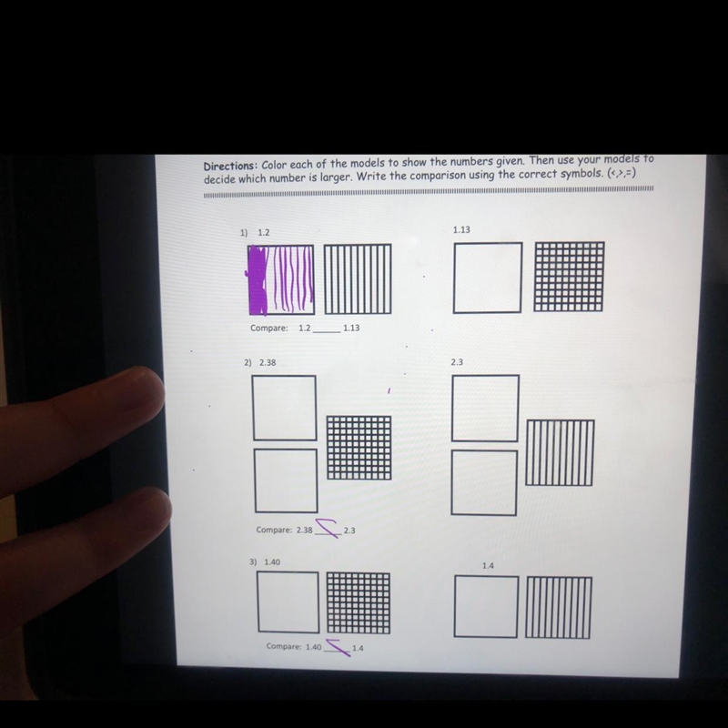 100 POINTS 1 Using Area Models Directions: Color each of the models to show the numbers-example-1