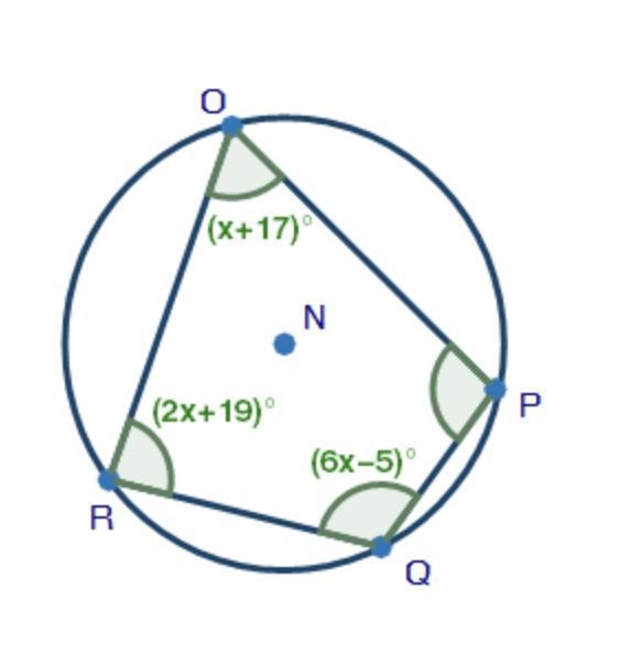 Quadrilateral OPQR is inscribed in circle N, as shown below. What is the measure of-example-1