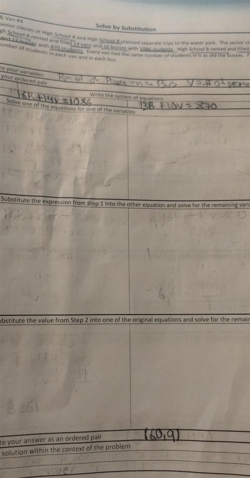 Solve By Substitution The senior classes at High School A and High School B planned-example-1