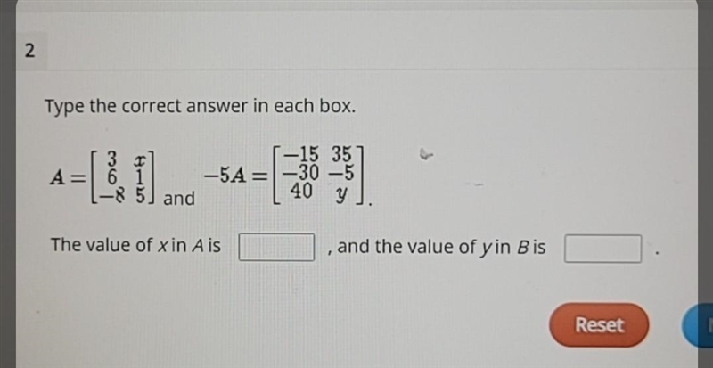 The Value of x in A is _____, and value y in B is _____. ​-example-1