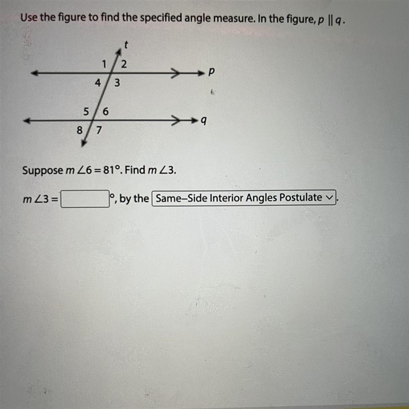 Use the figure to find the specified angle measure in the figure,p||q.-example-1