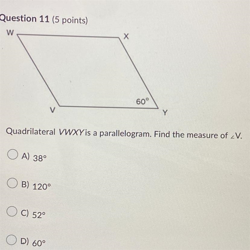 Quadrilateral VWXY is a parallelogram. Find the measure of V-example-1