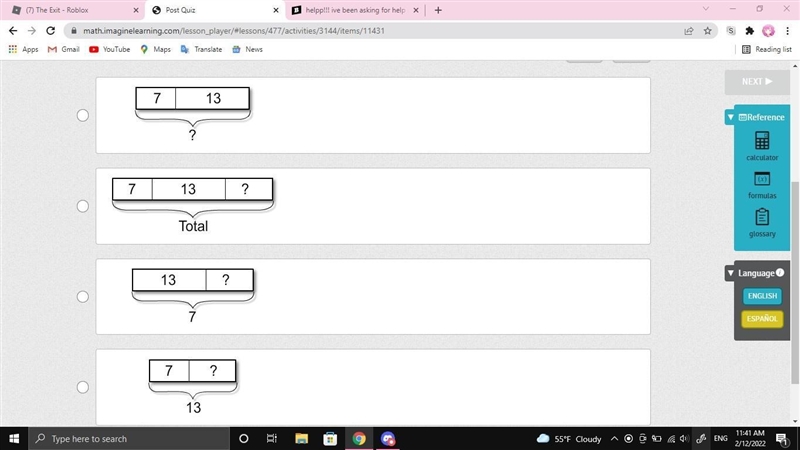 Which model represents this word problem? Pablo read 7 pages of his book. There are-example-1