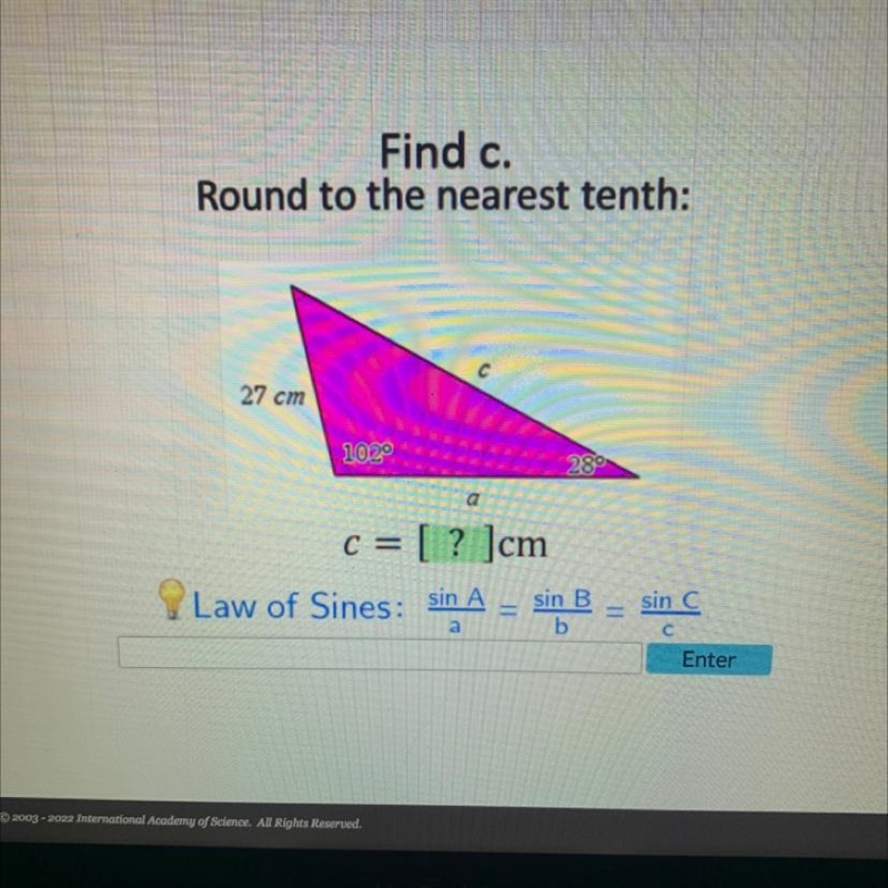 PLEASE HELP!! Find c. Round to the nearest tenth:-example-1