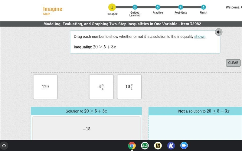 Drag each number to show whether or not it is a solution to the inequality shown. Inequality-example-1