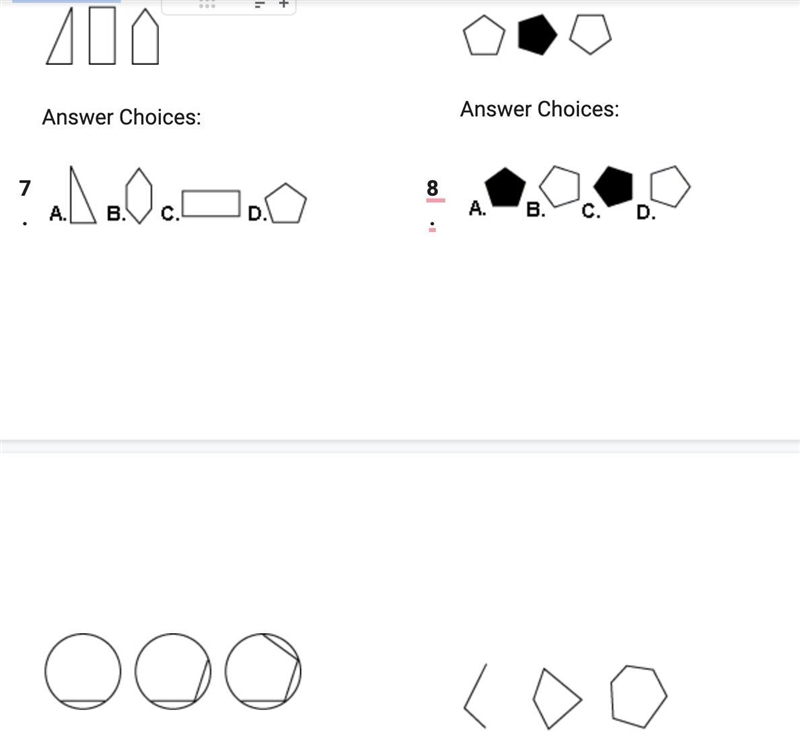 For questions 7 – 10, choose the figure that is most likely the next step in the sequence-example-1