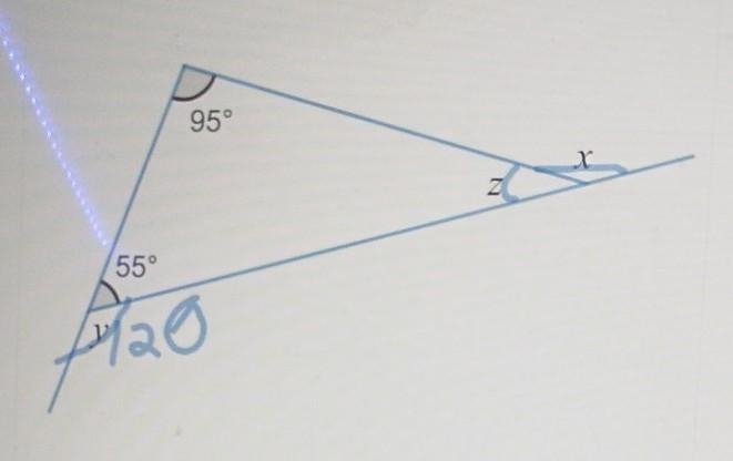 Determine the values of x, y, and z Show your work in the diagram and/or in the box-example-1