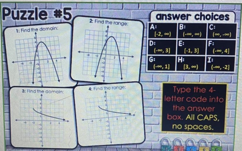 Can you help me find the domain and range on these four problems please-example-1