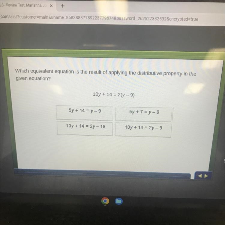 Which equivalent equation is the result of applying the distributive property in thegiven-example-1