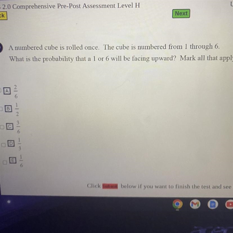 49 A numbered cube is rolled once. The cube is numbered from 1 through 6. What is-example-1