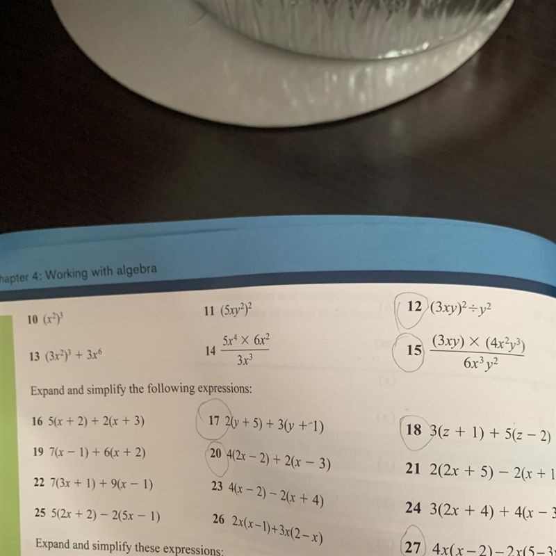 Simplify each of these algebraic expressions Q10-15-example-1