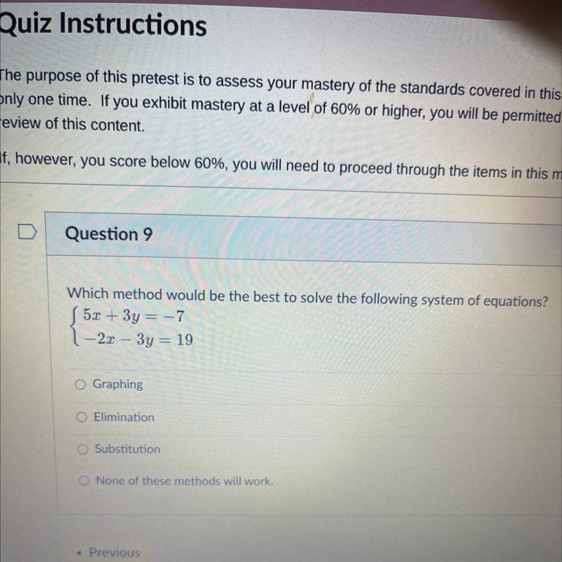 Which method would be the best to solve the following system of equations? {5z + 3y-example-1