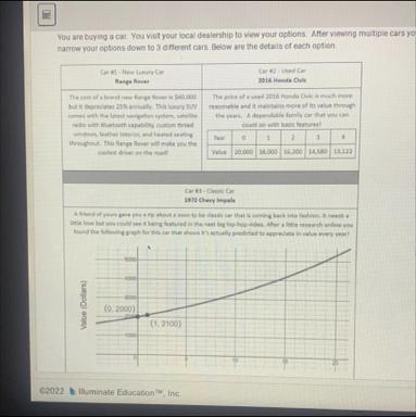 Why are the cars values modeled by exponential functions and not linear function?-example-1