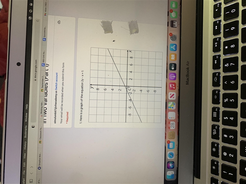 1. Here is a graph of the equation 2y - X = 1:-example-2