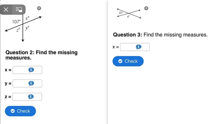 Find the missing measures. Questions 2 and 3 please!-example-1