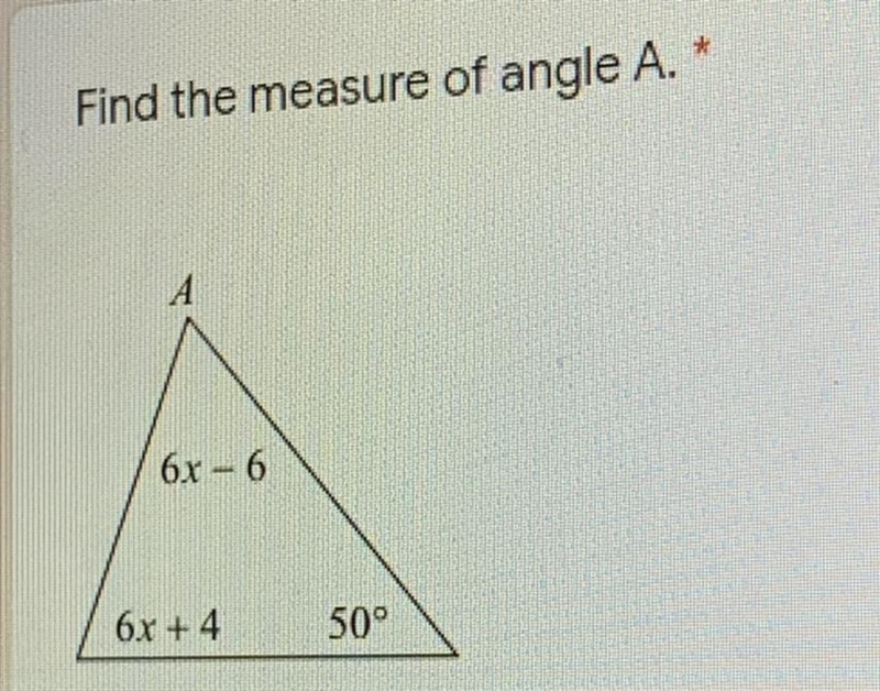 Find the measure of angle A-example-1