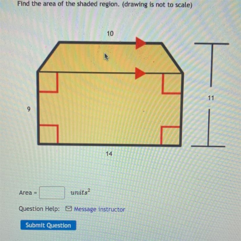 Find the area of the shaded region. (drawing is not to scale) GEOMETRY!!! HELP PLEASE-example-1