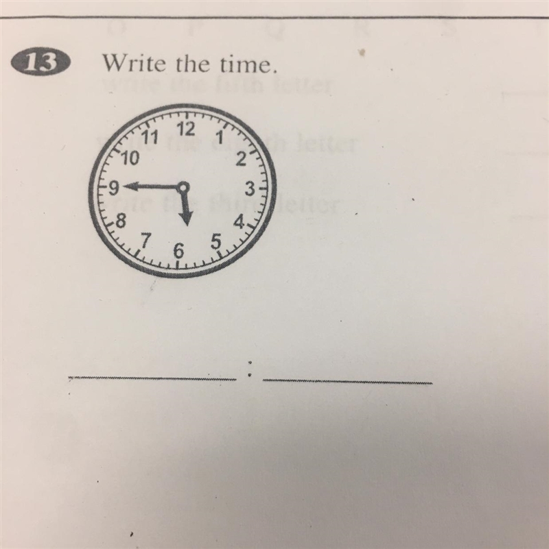 13 Write the time. -9 11 12 10 8 76 1 2-example-1