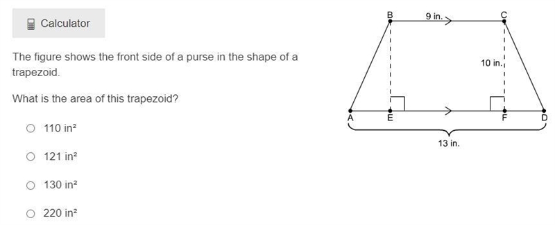 The figure shows the front side of a purse in the shape of a trapezoid. What is the-example-1