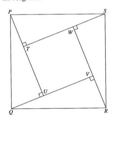 In the diagram, PQRS is a square. (a) Show that triangles PQU, QRV, RSW and SPT are-example-1