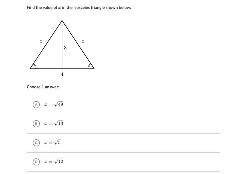 I need help finding the value of x which is the base of a triangle.-example-1