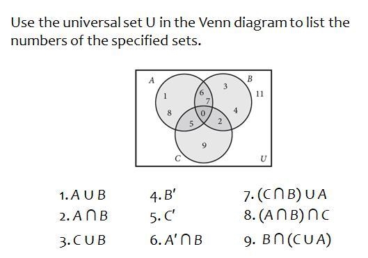 Math Sets. Answer 1-9 Below.-example-1