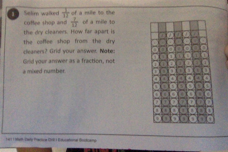 Selim walked 1/12 of a mile to the coffee shop in 712 of a mile to the dry cleaners-example-1