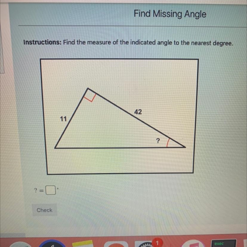 Answer you get points Find the measure of the indicated angle to the nearest degree-example-1