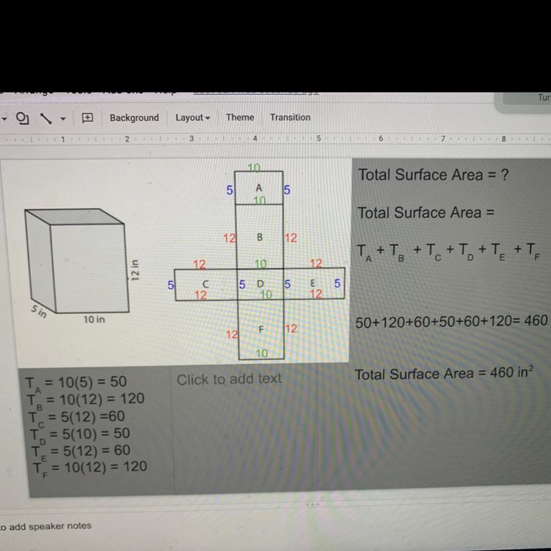 What is the total surface area? After that, add and then put in subscript. Label the-example-1