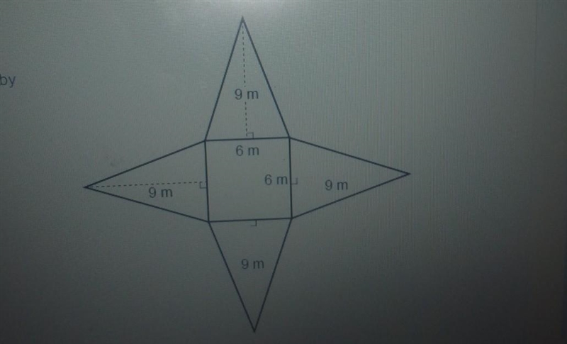 What is the surface area of the square pyramid represented by the net? 9 m Enter your-example-1