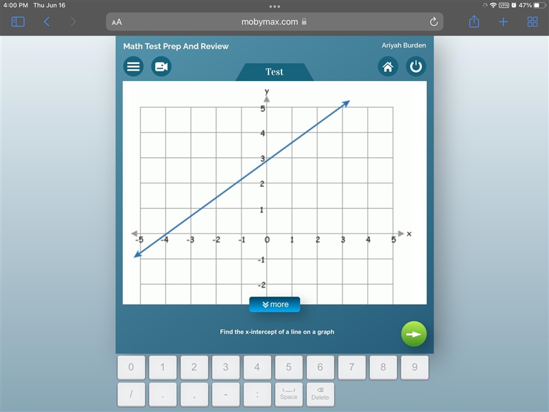 Can I have help The line shown above has an x-intercept of-example-1