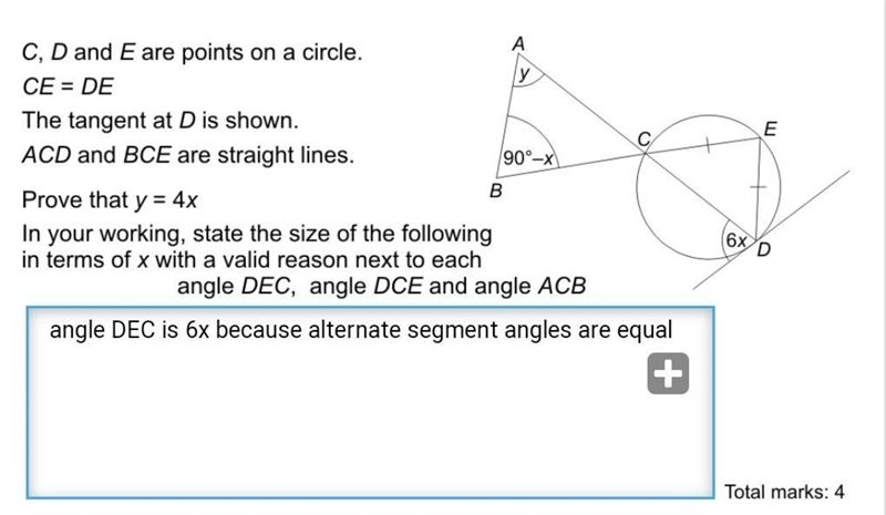 How do I solve this question? (based on circle theorems) ​-example-1