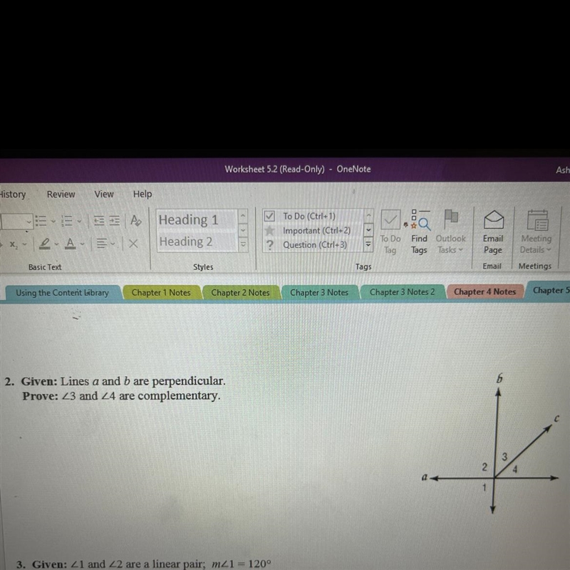 Giren: Lines a and b Are perpendicular. Prove: <3 and <4 are complementary.-example-1