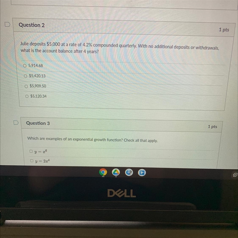 Julie deposits $5000 at a rate of 4.2% compounded quarterly. With no additional deposits-example-1