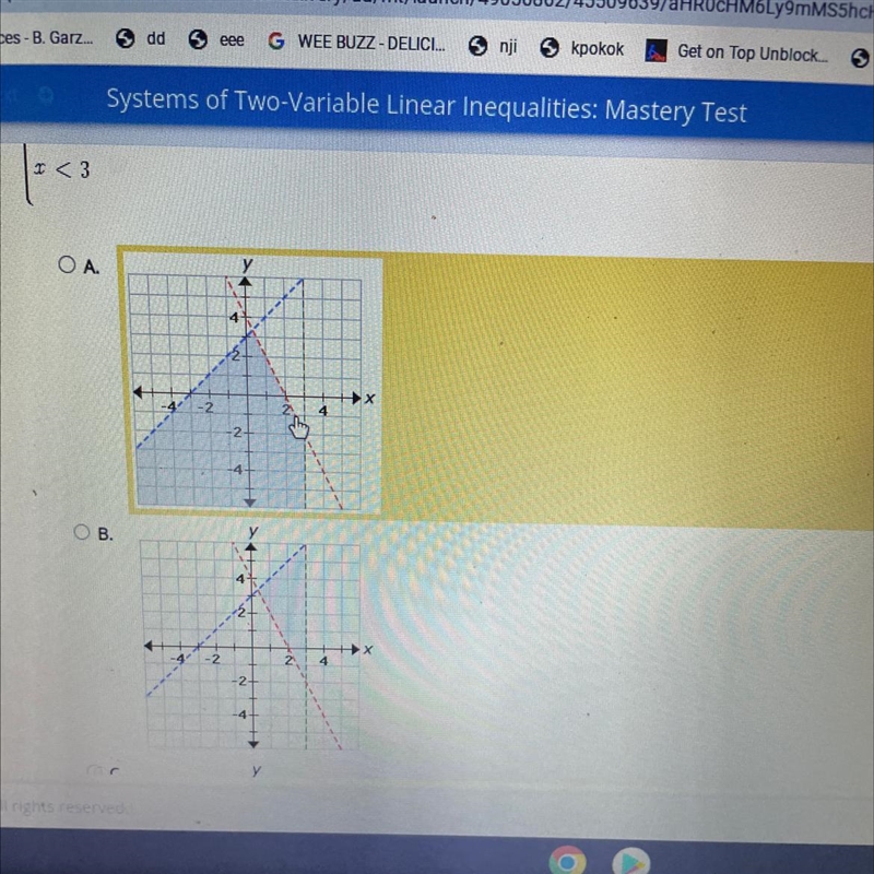 Select the correct answer. Which graph represents this system of inequalities? ý &lt-example-1