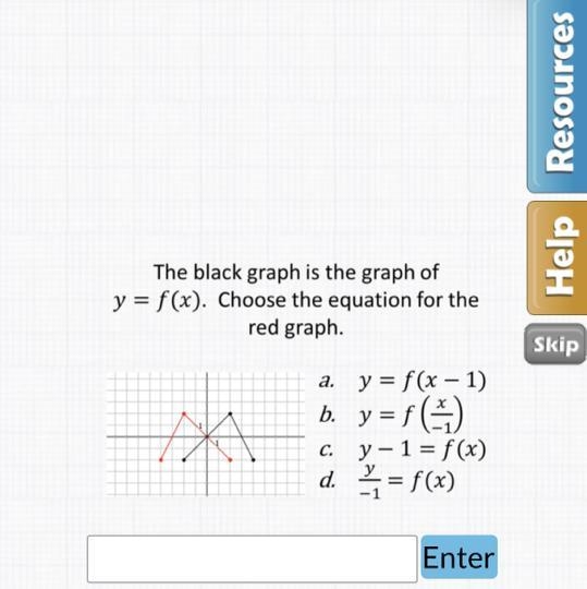 The black graph is the graph of y = f(x). Choose the equation for the red graph. a-example-1