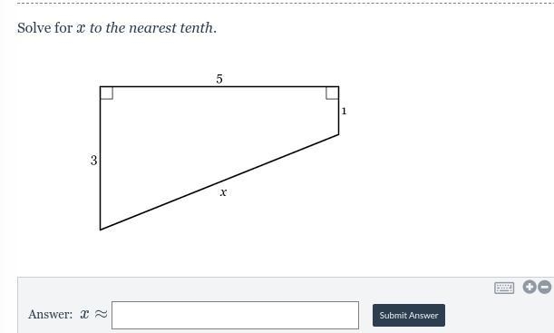 Solve for x to the NEAREST TENTH.-example-1