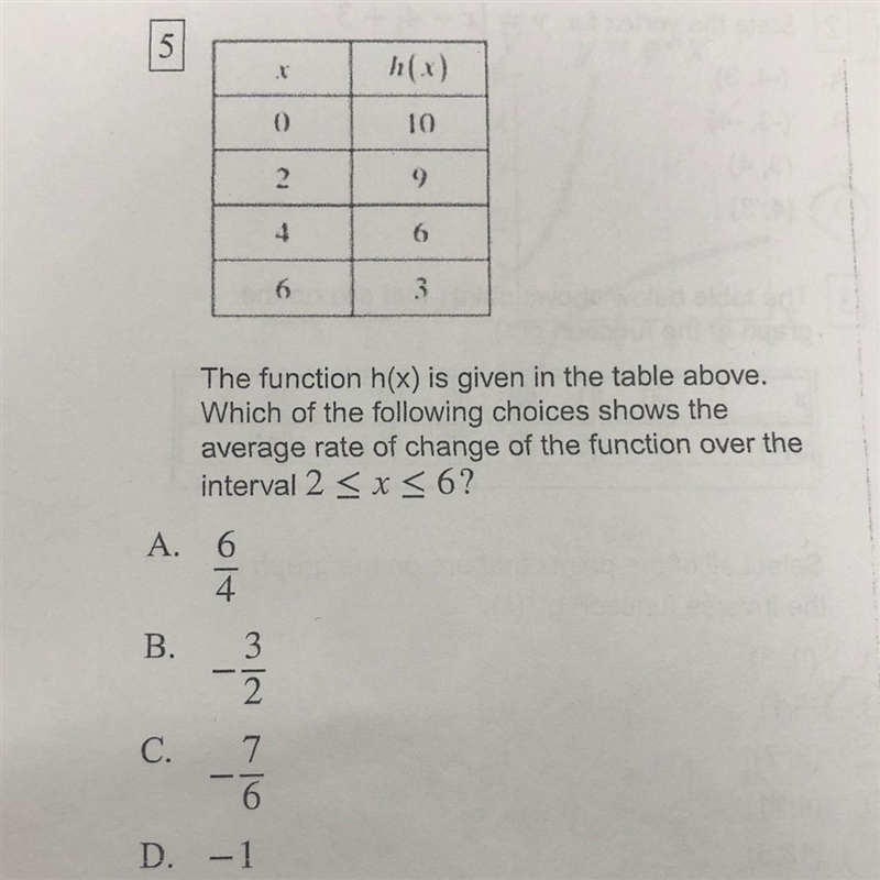 The function h(x) is given in the table above. Which of the following choices shows-example-1