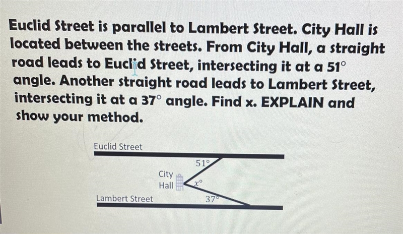 Euclid Street is parallel to Lambert Street. City Hall is located between the streets-example-1