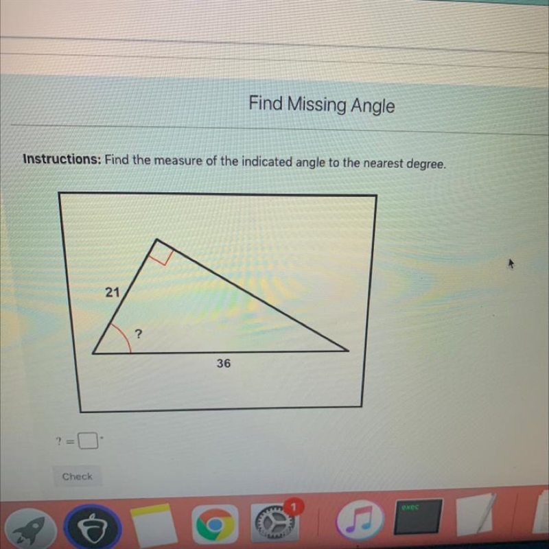 Instructions: Find the measure of the indicated angle to the nearest degree.-example-1