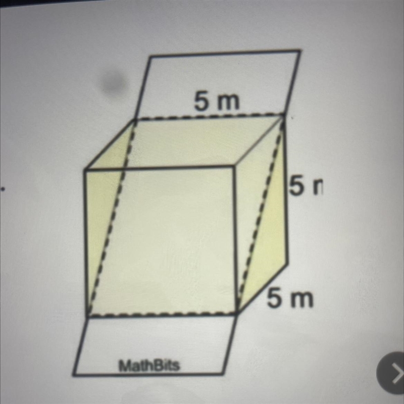 A cube is sliced as shown. Find the area of the cross section formed by the slice-example-1