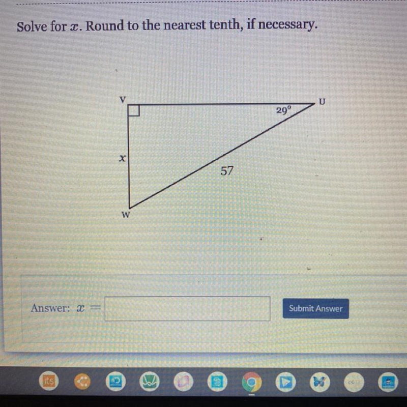 Solve for x. Round to the nearest tenth, if necessary.-example-1